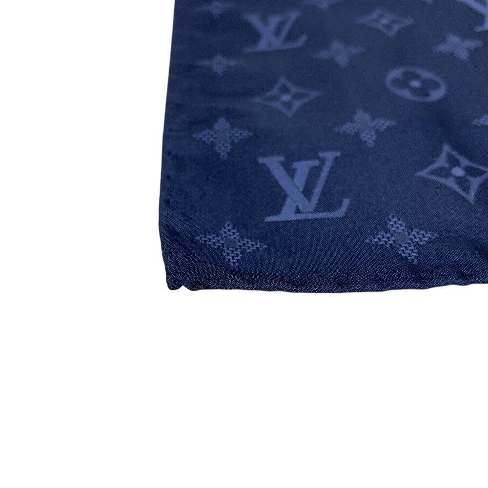 LOUIS VUITTON handkerchief M90798 silk Navy Pocket chief Monogram Shade Oversized Pocket Square mens(Unisex) Used Authentic