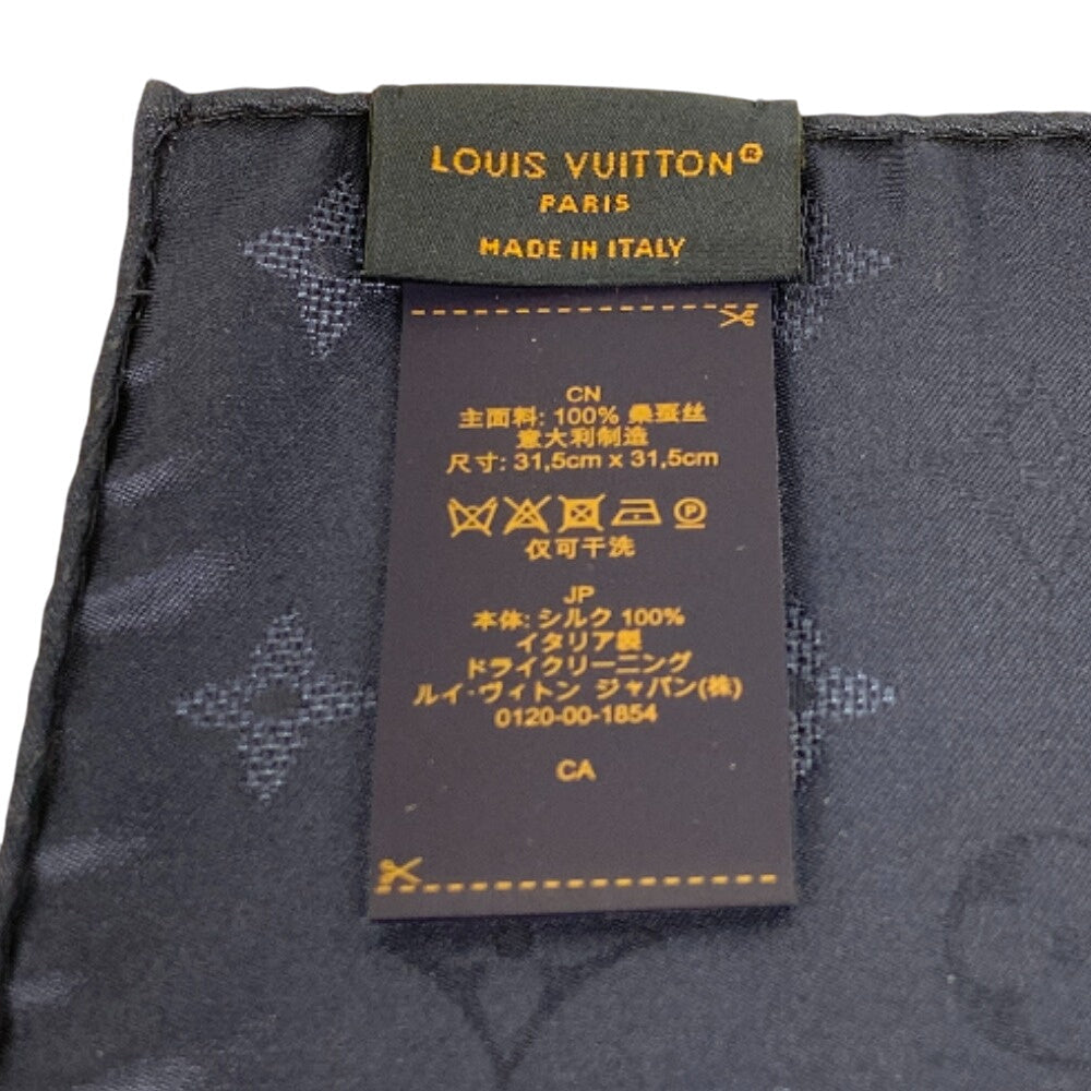LOUIS VUITTON handkerchief M90798 silk Navy Pocket chief Monogram Shade Oversized Pocket Square mens(Unisex) Used Authentic