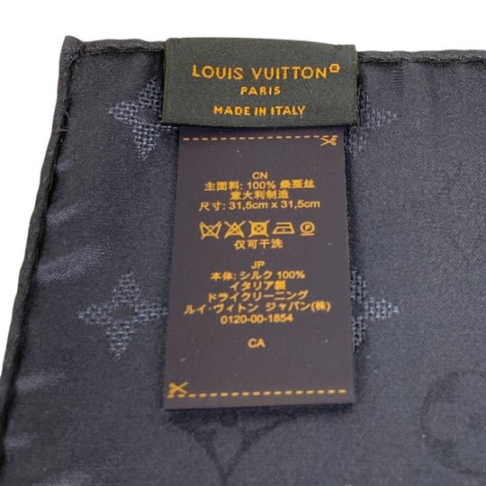 LOUIS VUITTON handkerchief M90798 silk Navy Pocket chief Monogram Shade Oversized Pocket Square mens(Unisex) Used Authentic