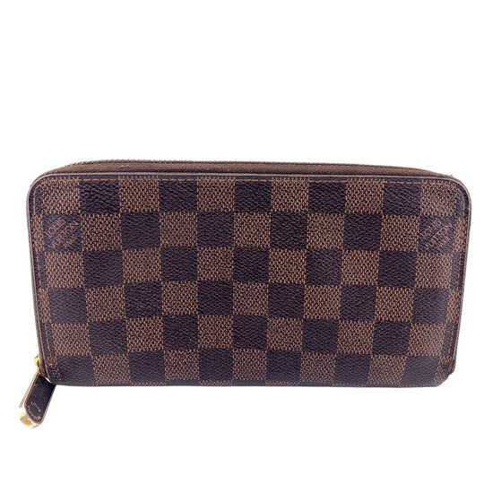 LOUIS VUITTON Long Wallet Purse N41661 leather Brown Damier Ebene Zippy wallet