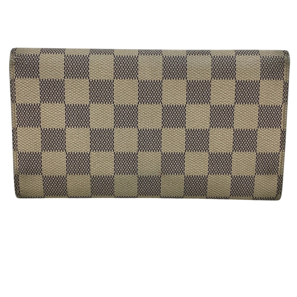 LOUIS VUITTON Long Wallet Purse N61732 leather white Portefeuille Damier Azur New International Women Used Authentic