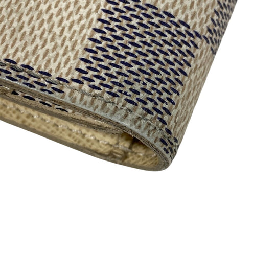 LOUIS VUITTON Long Wallet Purse N61732 leather white Portefeuille Damier Azur New International Women Used Authentic