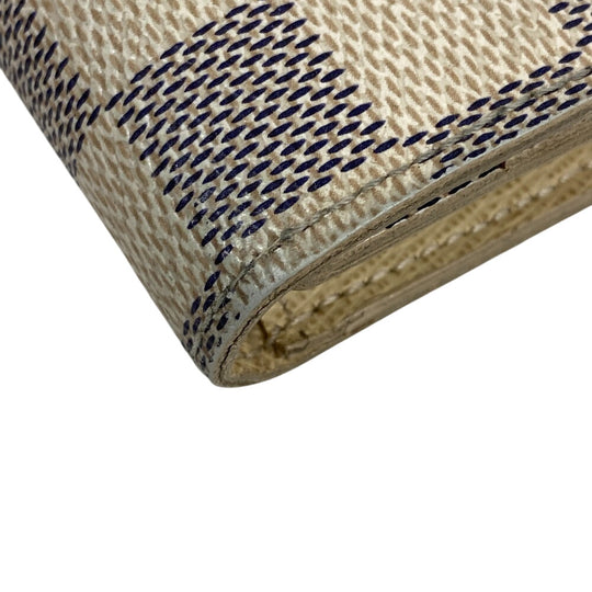 LOUIS VUITTON Long Wallet Purse N61732 leather white Portefeuille Damier Azur New International Women Used Authentic