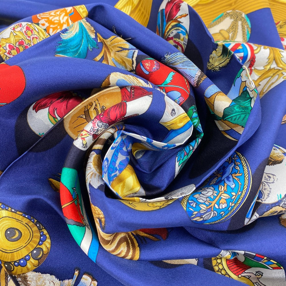 HERMES scarf silk Navy Hermes egg Carre90 Women Used Authentic