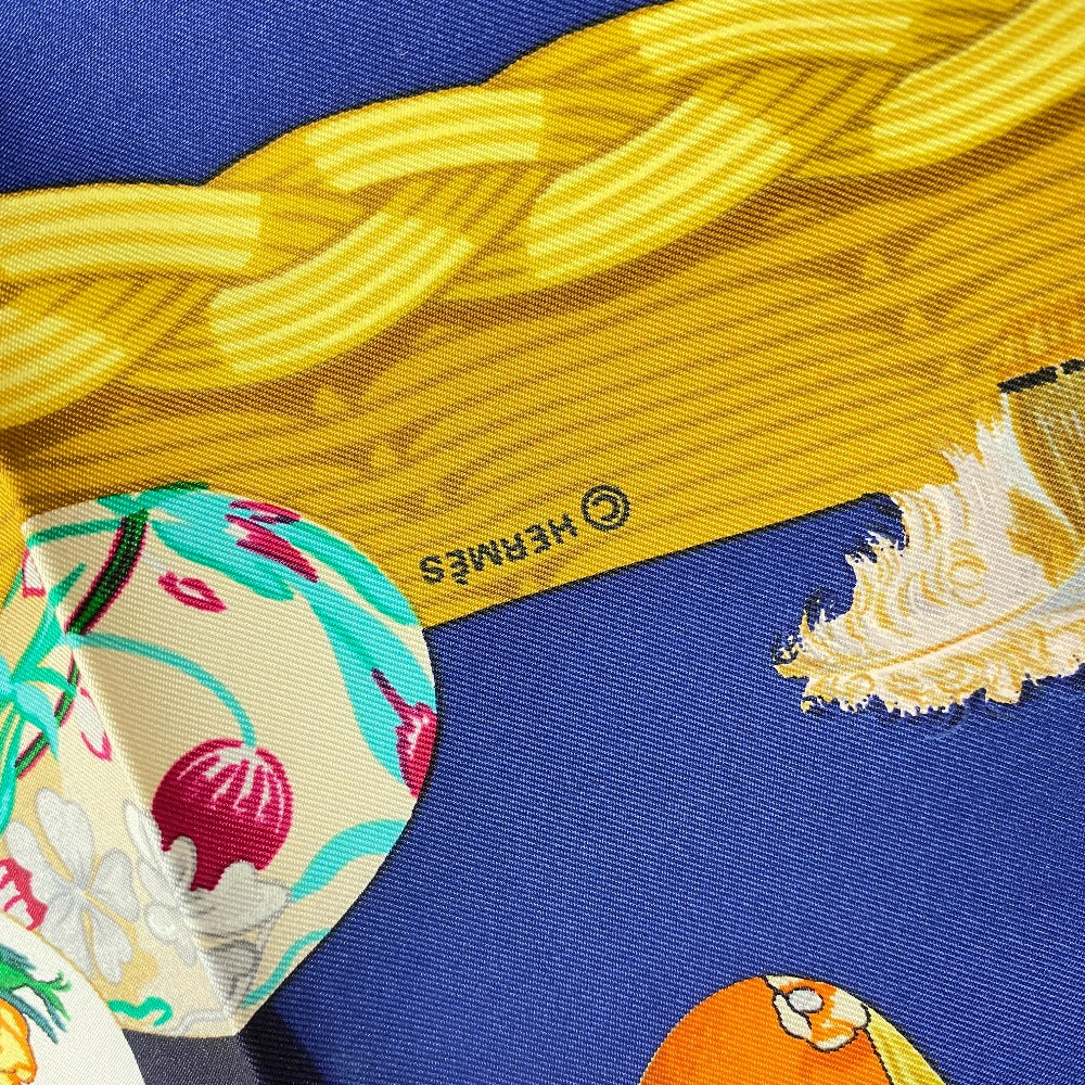 HERMES scarf silk Navy Hermes egg Carre90 Women Used Authentic