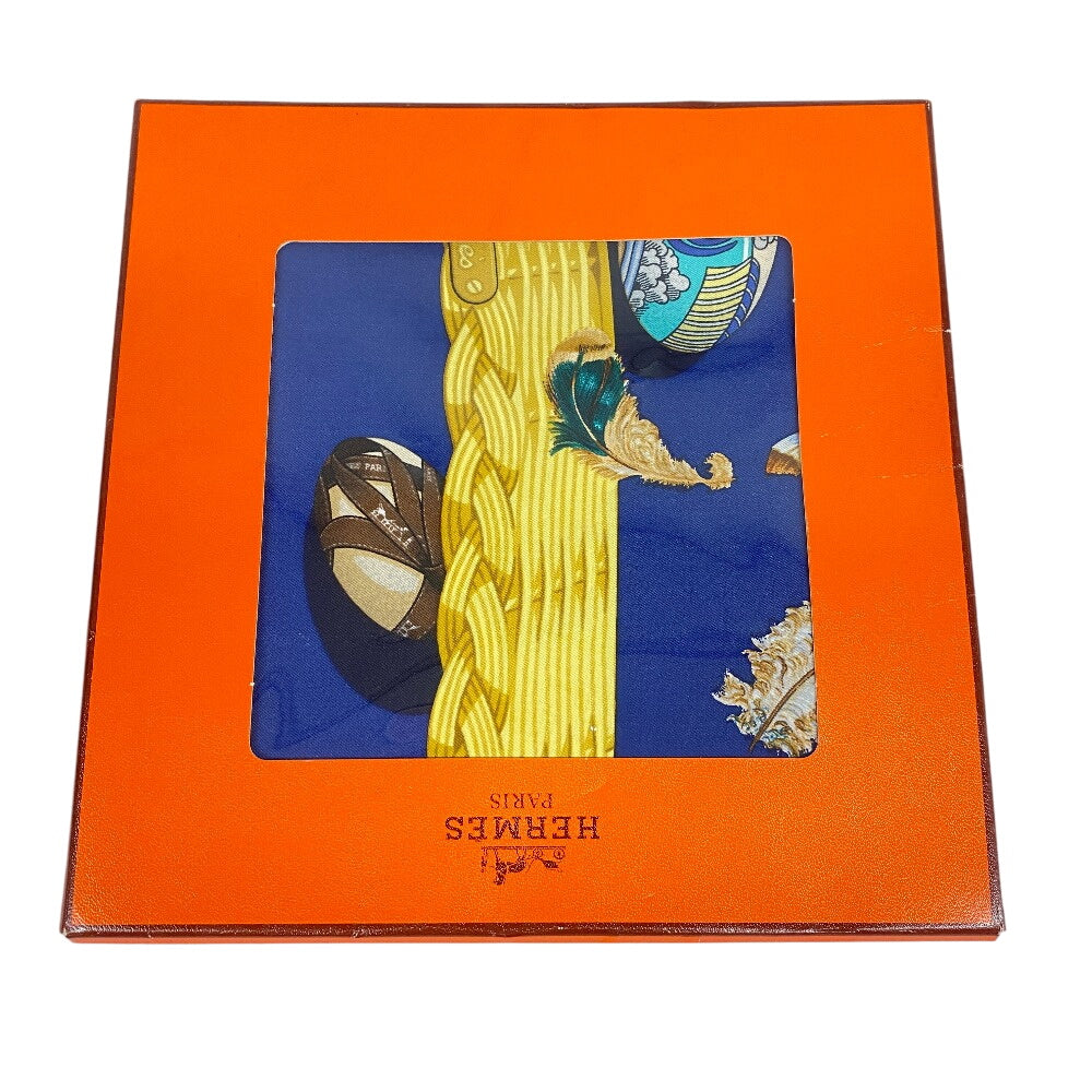 HERMES scarf silk Navy Hermes egg Carre90 Women Used Authentic