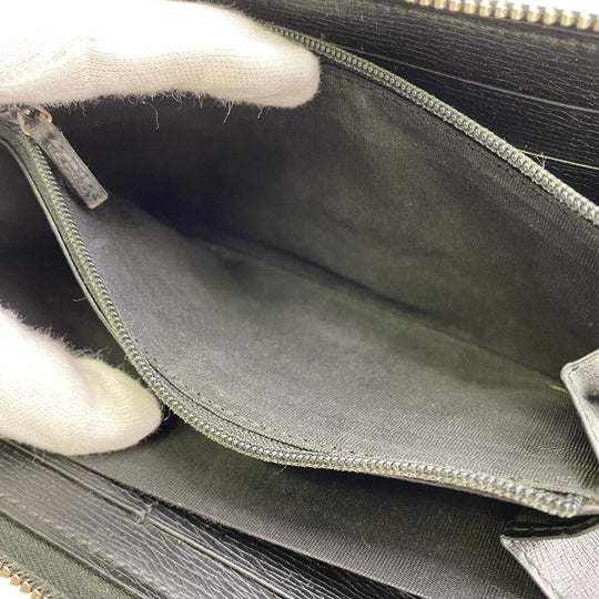 GUCCI Long Wallet Purse 408801 leather black Zip Around Interlocking G mens(Unisex) Used Authentic