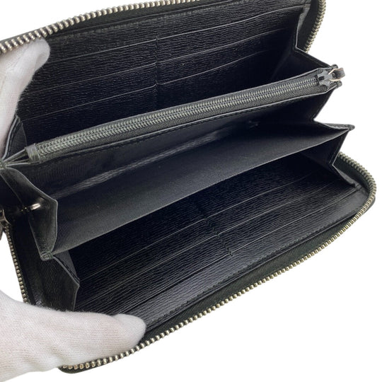 GUCCI Long Wallet Purse 408801 leather black Zip Around Interlocking G mens(Unisex) Used Authentic
