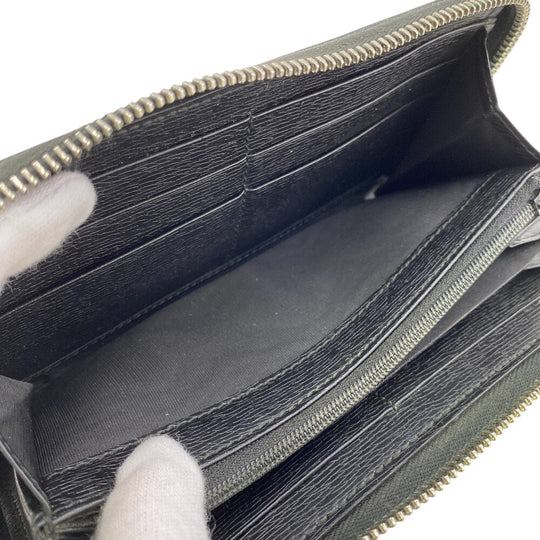 GUCCI Long Wallet Purse 408801 leather black Zip Around Interlocking G mens(Unisex) Used Authentic