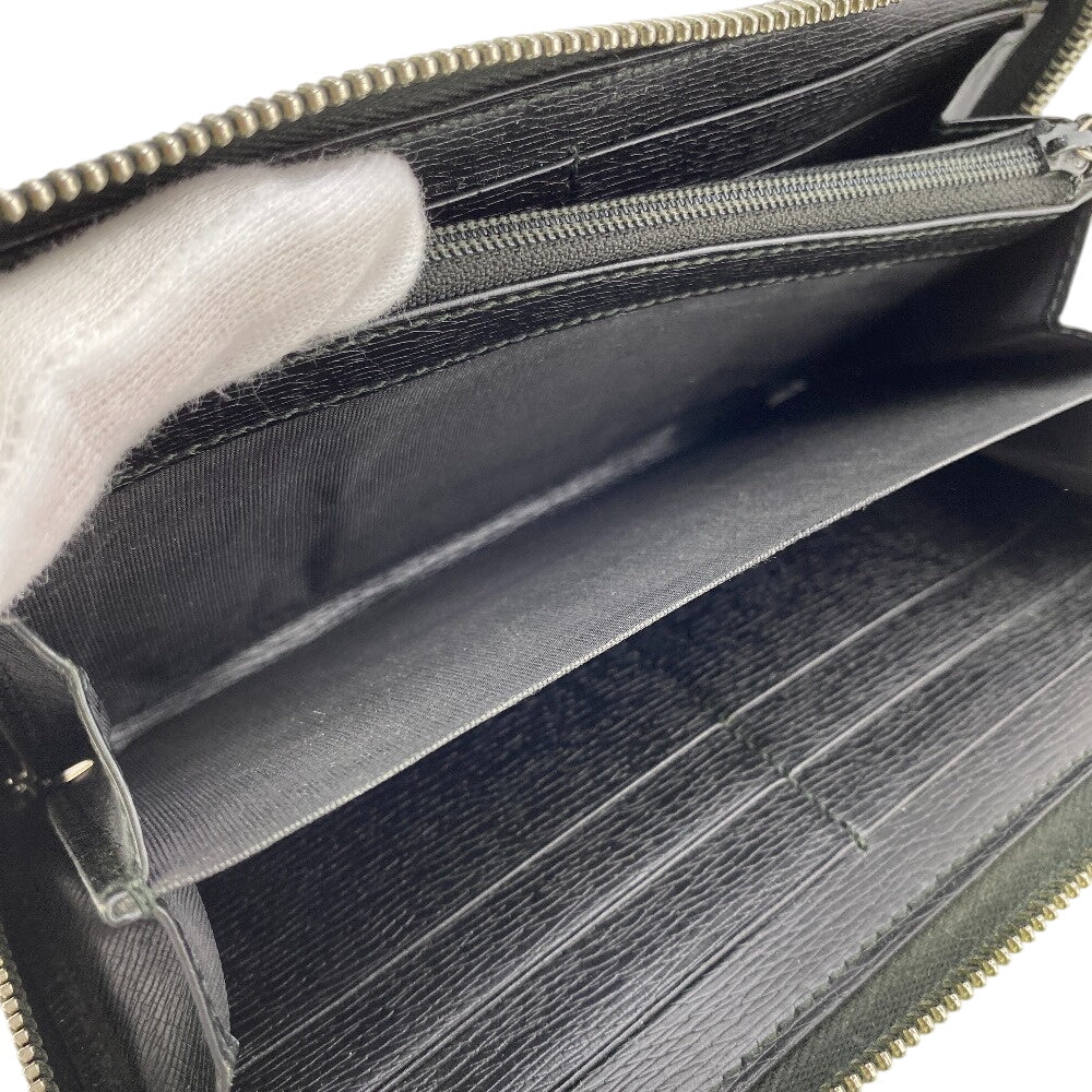 GUCCI Long Wallet Purse 408801 leather black Zip Around Interlocking G mens(Unisex) Used Authentic