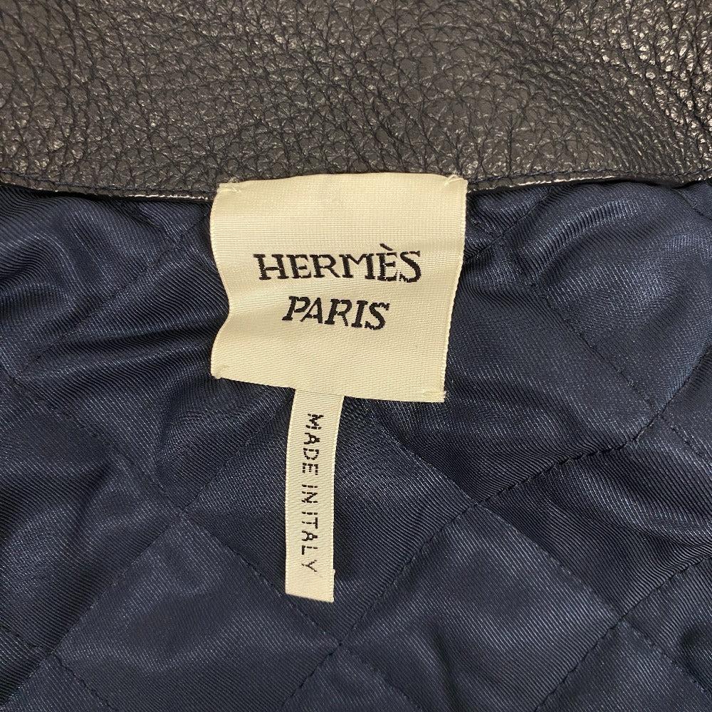 HERMES Riders jacket Sheepskin, Cashmere black liner vest mens 34 Used Authentic
