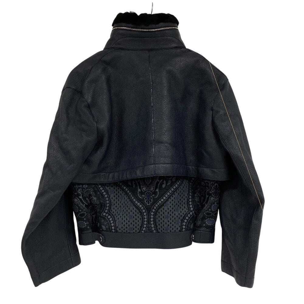 HERMES Riders jacket Sheepskin, Cashmere black liner vest mens 34 Used Authentic