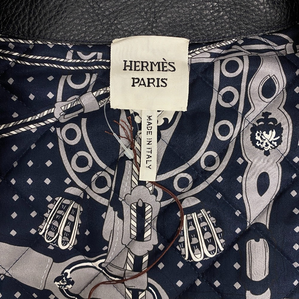 HERMES Riders jacket Sheepskin, Cashmere black liner vest mens 34 Used Authentic
