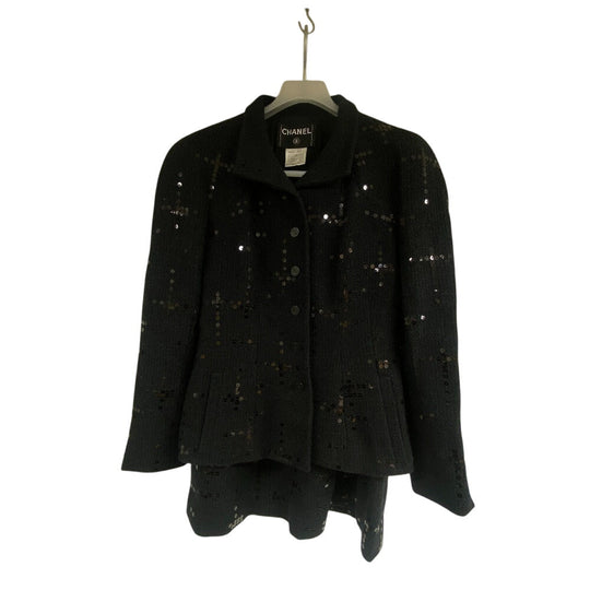 CHANEL setup P19919V11517 cotton black setup Sequin Women 38 Used Authentic