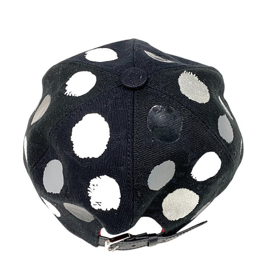LOUIS VUITTON cap M7063M Cotton, Polyester black LV �~ YK Painted dot monogram newsboy cap Women(Unisex) Used Authentic