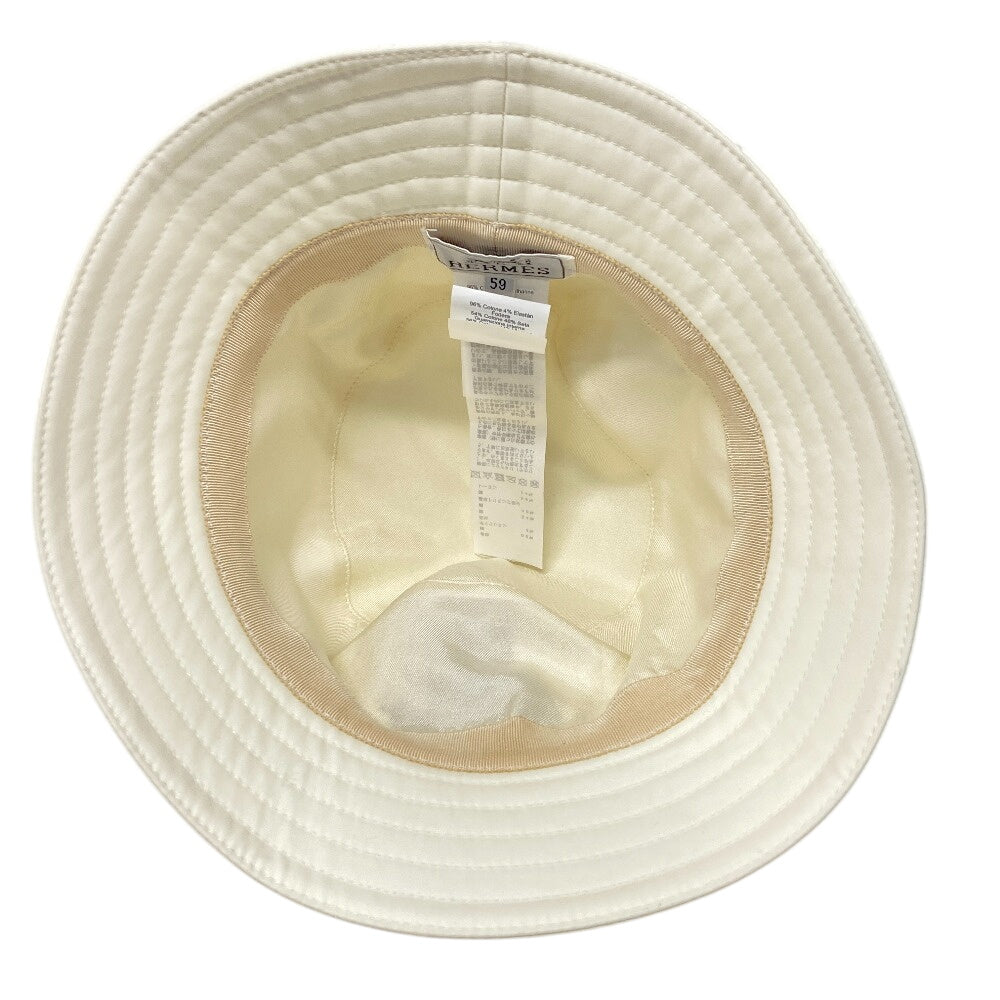 HERMES hat Cotton, Polyurethane white Bucket hat Harper Emile Women(Unisex) 59 Used Authentic