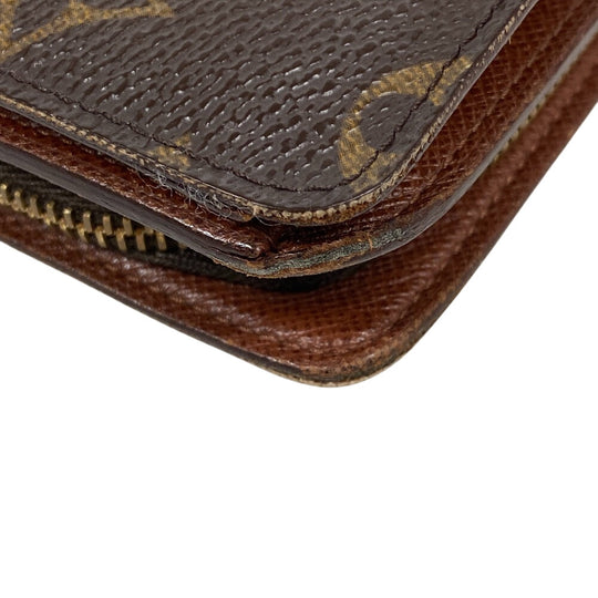 LOUIS VUITTON Bifold Wallet M61207 leather Brown Compact wallet Monogram Porto Papie Zip Women(Unisex) Used Authentic