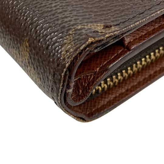 LOUIS VUITTON Bifold Wallet M61207 leather Brown Compact wallet Monogram Porto Papie Zip Women(Unisex) Used Authentic