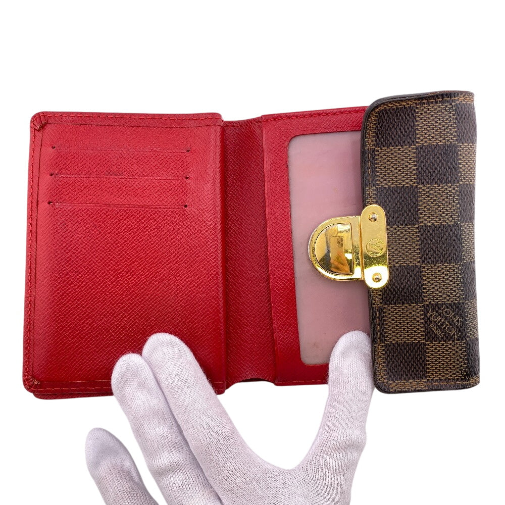 LOUIS VUITTON Tri-fold wallet N60005 leather Brown Portefeuille Damier Koala Women Used Authentic