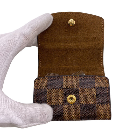 LOUIS VUITTON cuffs M65043 Gold Plated Silver LV logo Damier Buton de Manchet Champs Elysees Women Used Authentic