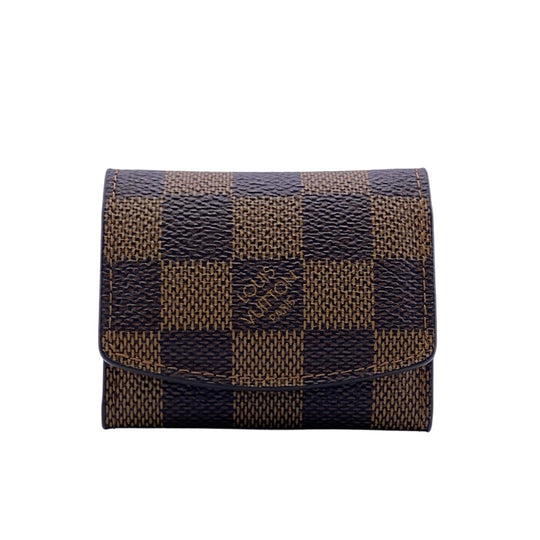 LOUIS VUITTON cuffs M65043 Gold Plated Silver LV logo Damier Buton de Manchet Champs Elysees Women Used Authentic