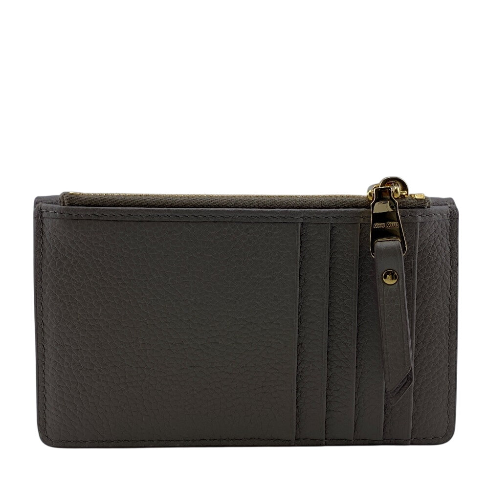MIUMIU Coin case 5MF060 leather beige Fragment case Women Used Authentic