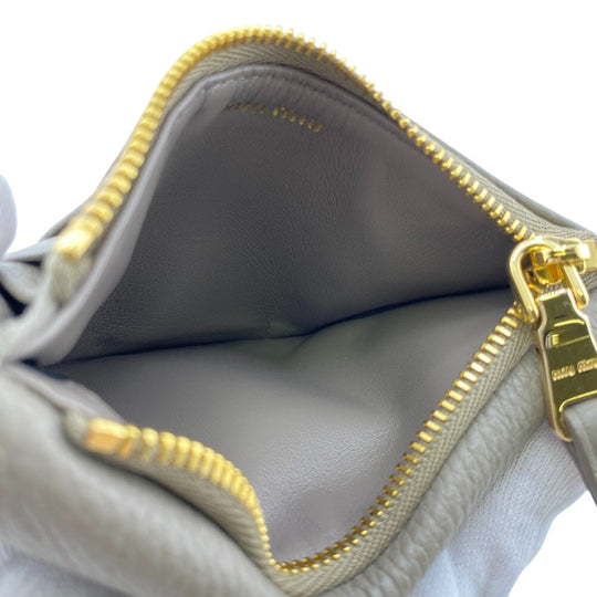 MIUMIU Coin case 5MF060 leather beige Fragment case Women Used Authentic