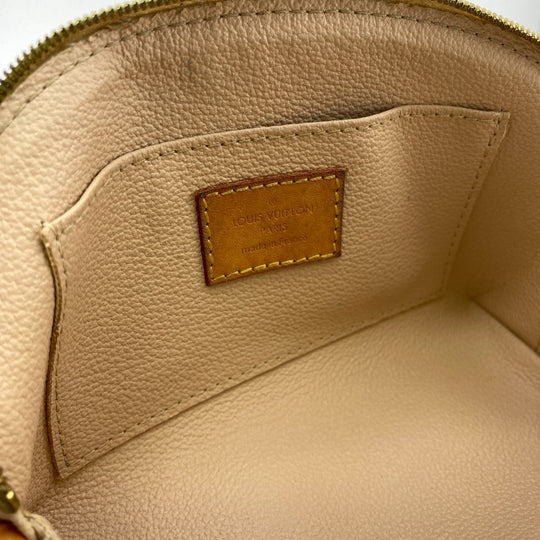 LOUIS VUITTON Pouch N60024 leather white Pochette Damier Azur Cosmetics Women Used Authentic