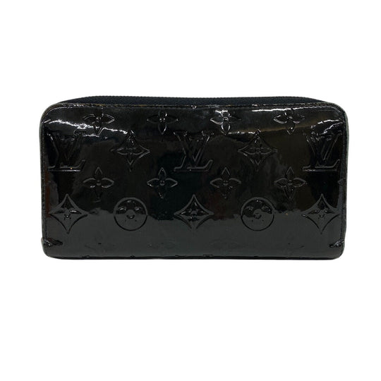 LOUIS VUITTON Long Wallet Purse M90075 Vernis black Monogram Zippy wallet mens Used Authentic