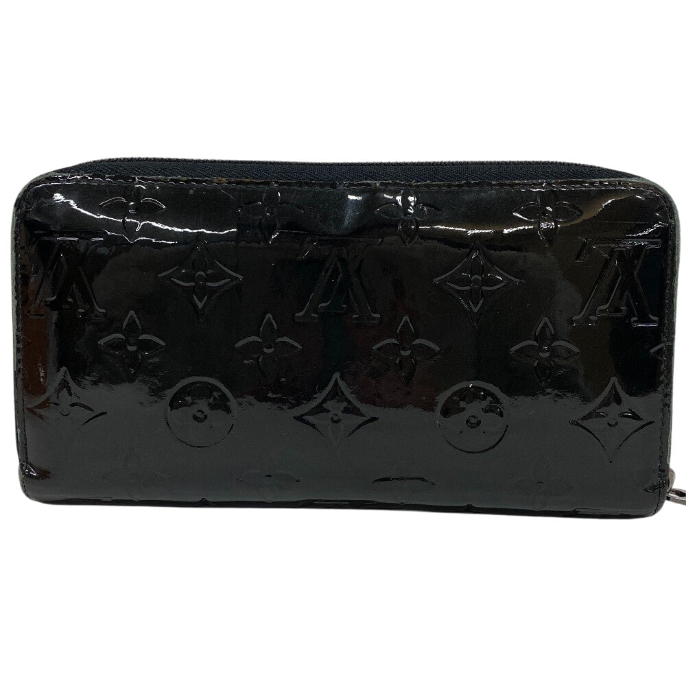 LOUIS VUITTON Long Wallet Purse M90075 Vernis black Monogram Zippy wallet mens Used Authentic