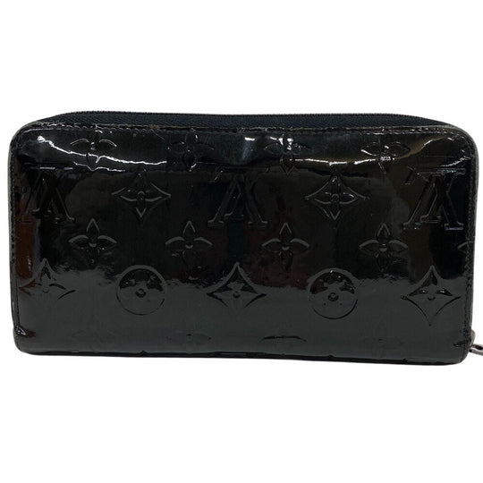 LOUIS VUITTON Long Wallet Purse M90075 Vernis black Monogram Zippy wallet mens Used Authentic