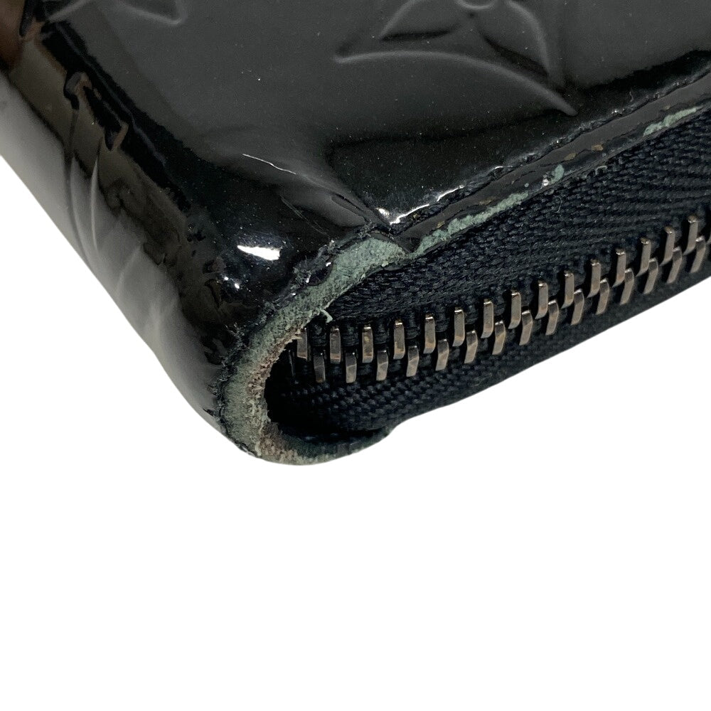 LOUIS VUITTON Long Wallet Purse M90075 Vernis black Monogram Zippy wallet mens Used Authentic
