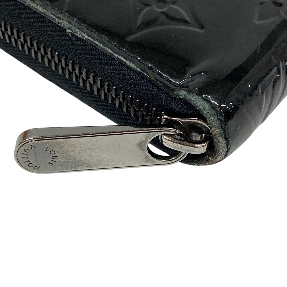 LOUIS VUITTON Long Wallet Purse M90075 Vernis black Monogram Zippy wallet mens Used Authentic