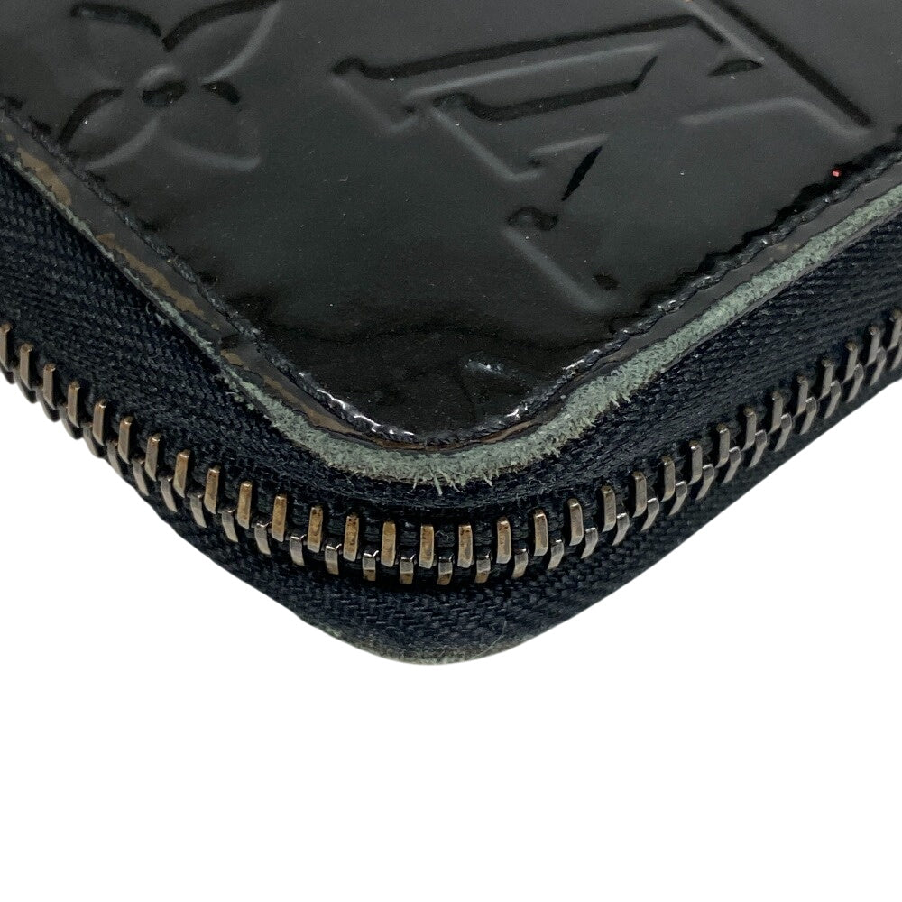 LOUIS VUITTON Long Wallet Purse M90075 Vernis black Monogram Zippy wallet mens Used Authentic