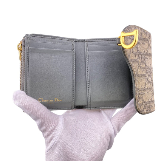 Christian Dior Tri-fold wallet canvas gray Compact wallet Trotter Women Used Authentic