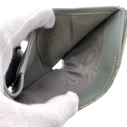 Christian Dior Tri-fold wallet canvas gray Compact wallet Trotter Women Used Authentic