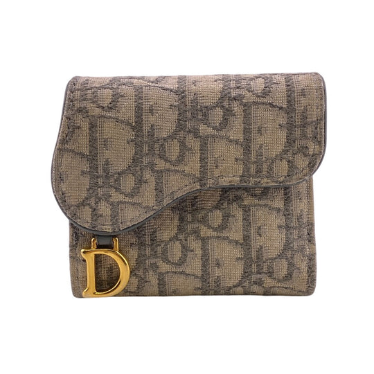 Christian Dior Tri-fold wallet canvas gray Compact wallet Trotter Women Used Authentic