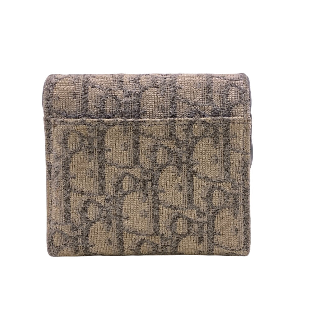 Christian Dior Tri-fold wallet canvas gray Compact wallet Trotter Women Used Authentic