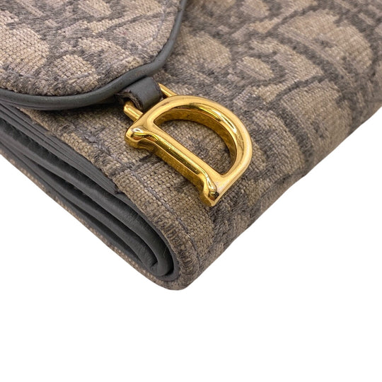 Christian Dior Tri-fold wallet canvas gray Compact wallet Trotter Women Used Authentic