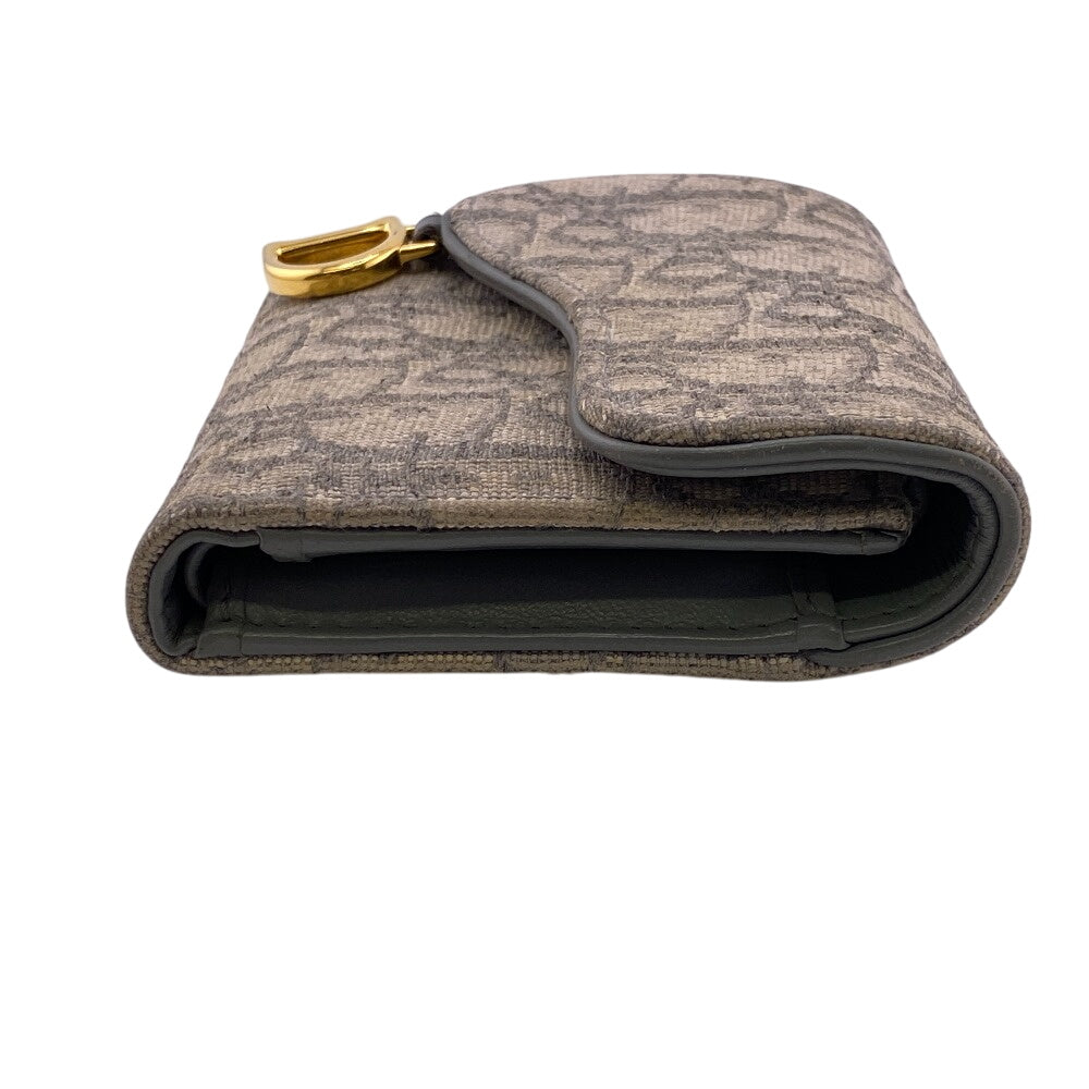 Christian Dior Tri-fold wallet canvas gray Compact wallet Trotter Women Used Authentic