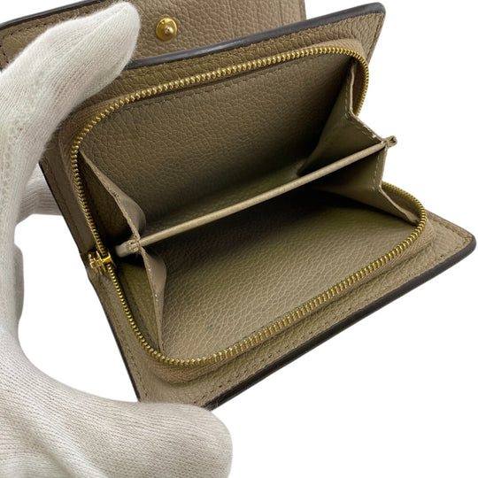 LOUIS VUITTON Tri-fold wallet M80152 leather beige Portefeuille Monogram Ann Platt Claire Women Used Authentic