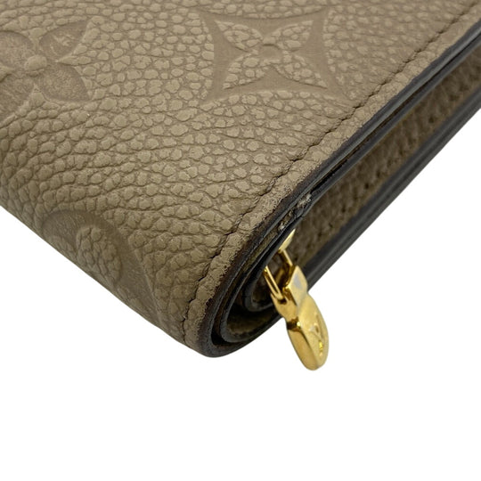 LOUIS VUITTON Tri-fold wallet M80152 leather beige Portefeuille Monogram Ann Platt Claire Women Used Authentic