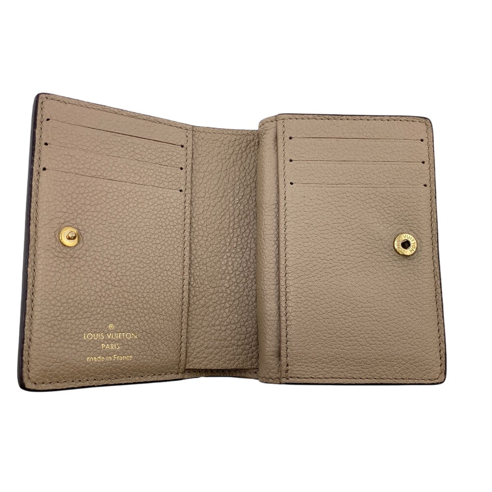 LOUIS VUITTON Tri-fold wallet M80152 leather beige Portefeuille Monogram Ann Platt Claire Women Used Authentic