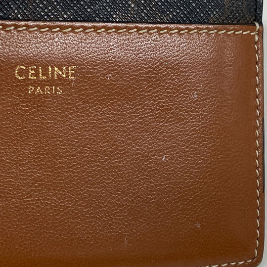 CELINE Coin case leather Brown Fragment case Card Case Macadam Women Used Authentic
