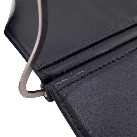 CELINE Bill Compartment leather black Bifold Wallet Money Clip Bill Clip Wallet mens Used Authentic