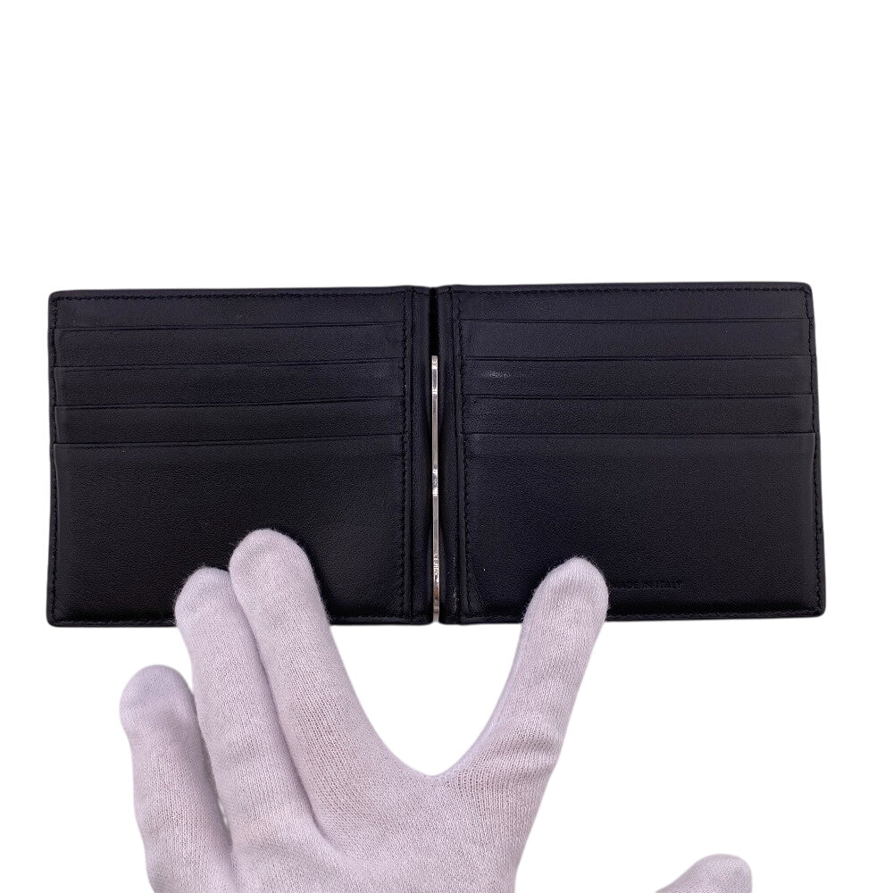 CELINE Bill Compartment leather black Bifold Wallet Money Clip Bill Clip Wallet mens Used Authentic