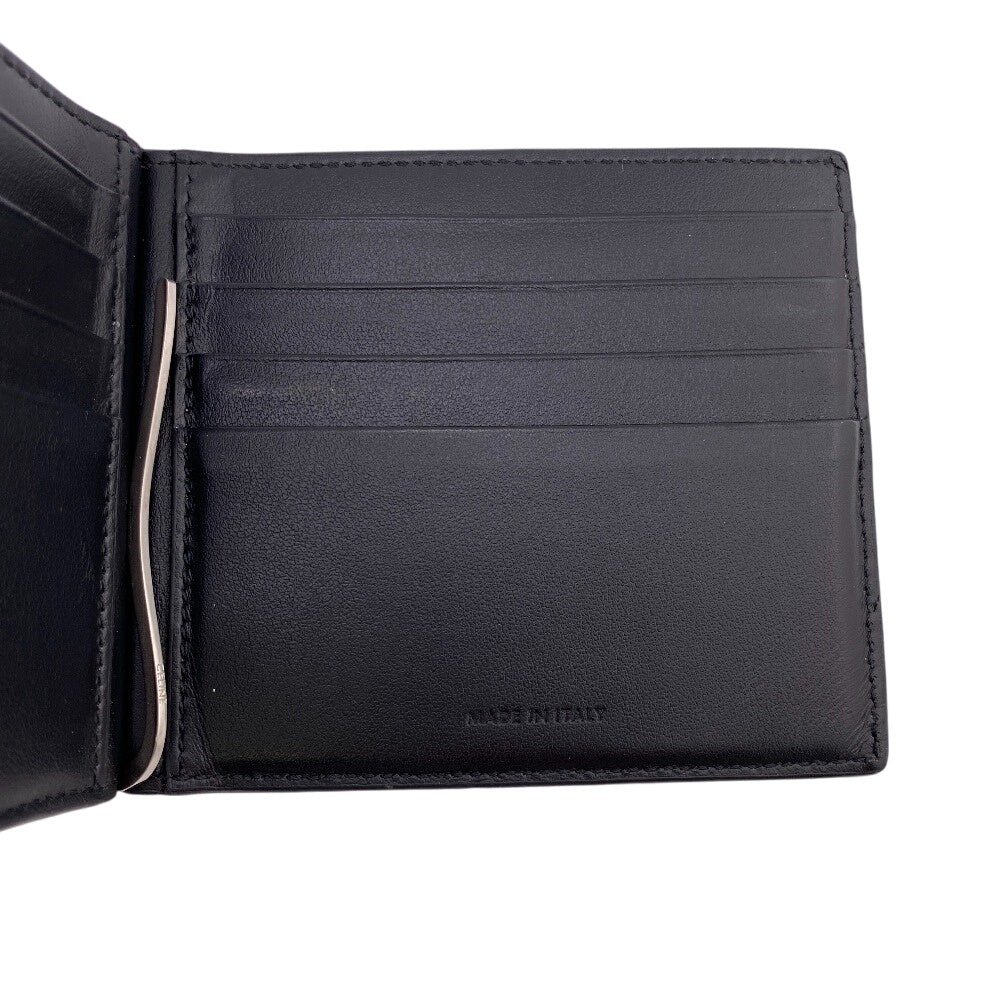 CELINE Bill Compartment leather black Bifold Wallet Money Clip Bill Clip Wallet mens Used Authentic