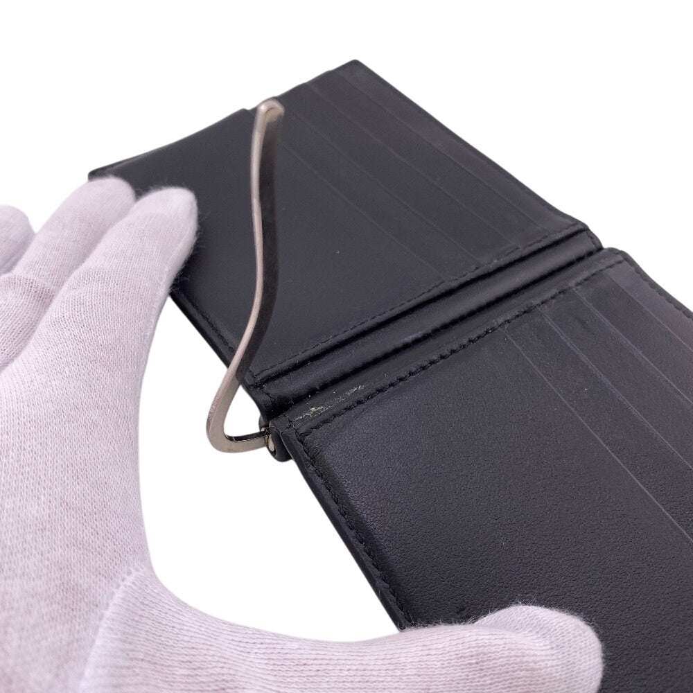 CELINE Bill Compartment leather black Bifold Wallet Money Clip Bill Clip Wallet mens Used Authentic