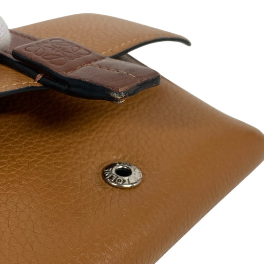 LOEWE Tri-fold wallet leather Brown Bar Tikal Wallet anagram Small Women Used Authentic