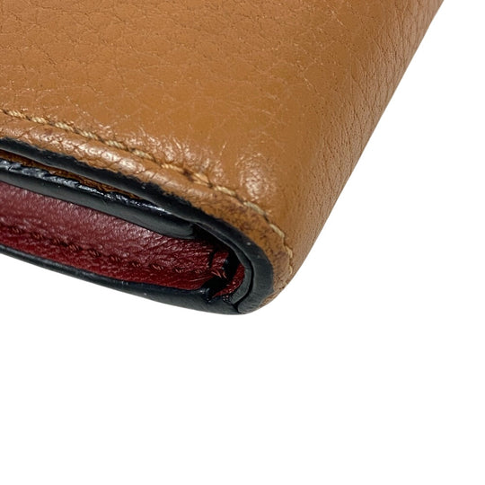 LOEWE Tri-fold wallet leather Brown Bar Tikal Wallet anagram Small Women Used Authentic